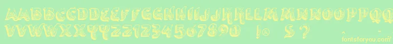 Vtksencantar-Schriftart – Gelbe Schriften auf grünem Hintergrund