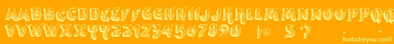 Vtksencantar Font – Yellow Fonts on Orange Background