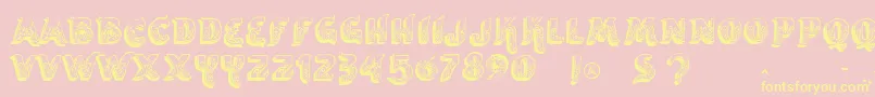 Vtksencantar-Schriftart – Gelbe Schriften auf rosa Hintergrund