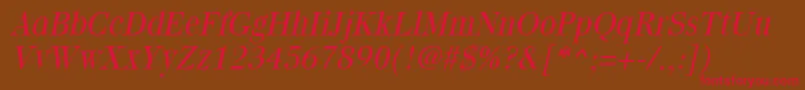 QuantaslightItalic Font – Red Fonts on Brown Background