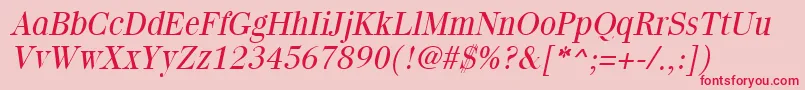 QuantaslightItalic Font – Red Fonts on Pink Background