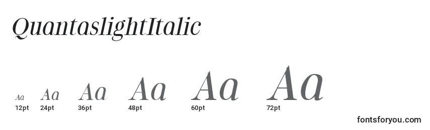 Размеры шрифта QuantaslightItalic