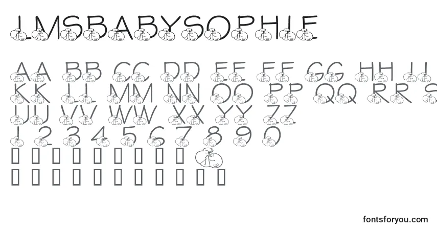 A fonte LmsBabySophie – alfabeto, números, caracteres especiais