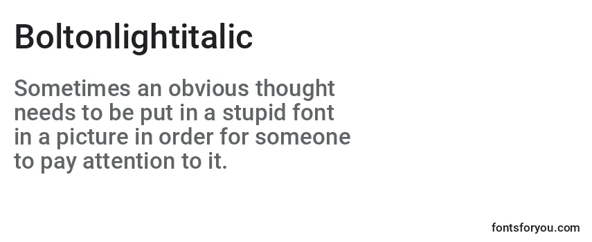 Boltonlightitalic Font