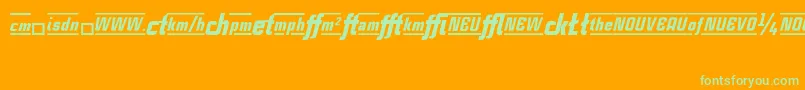 CasestudynooneLtBlackItalicAlternate-Schriftart – Grüne Schriften auf orangefarbenem Hintergrund