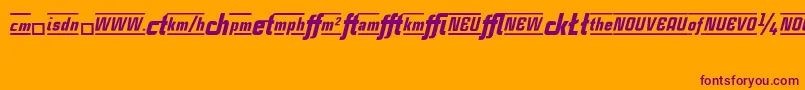 Weitere Informationen zur CasestudynooneLtBlackItalicAlternate-Schriftart CasestudynooneLtBlackItalicAlternate-Schriftart – Violette Schriften auf orangefarbenem Hintergrund