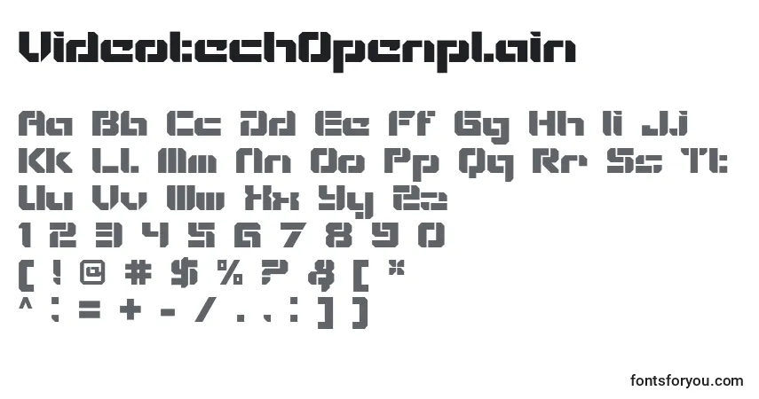 VideotechOpenplain-fontti – aakkoset, numerot, erikoismerkit
