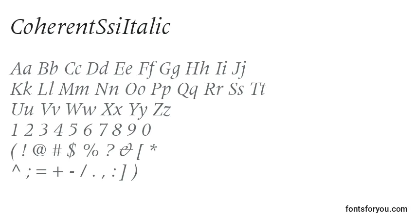 CoherentSsiItalicフォント–アルファベット、数字、特殊文字