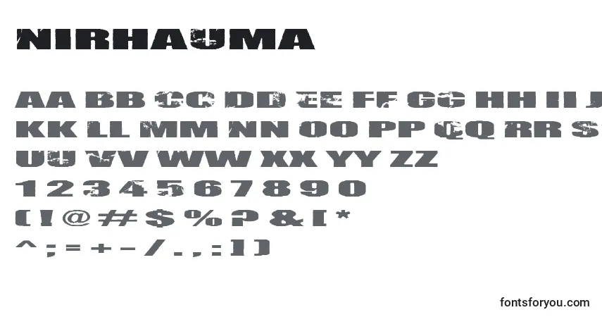 A fonte Nirhauma – alfabeto, números, caracteres especiais