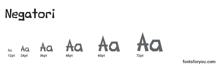 Размеры шрифта Negatori