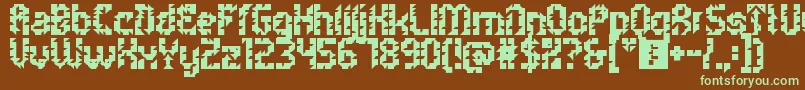 フォント5metrikBoldAlien – 緑色の文字が茶色の背景にあります。