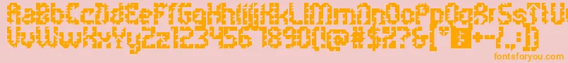 5metrikBoldAlien-Schriftart – Orangefarbene Schriften auf rosa Hintergrund