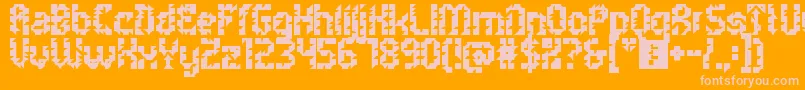 Fonte 5metrikBoldAlien – fontes rosa em um fundo laranja