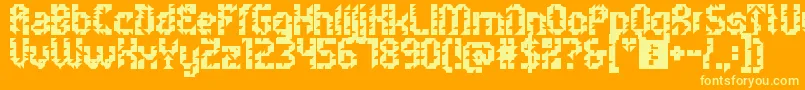 5metrikBoldAlien-Schriftart – Gelbe Schriften auf orangefarbenem Hintergrund