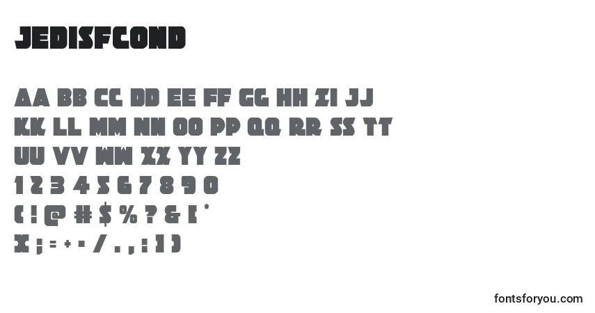 Czcionka Jedisfcond – alfabet, cyfry, specjalne znaki