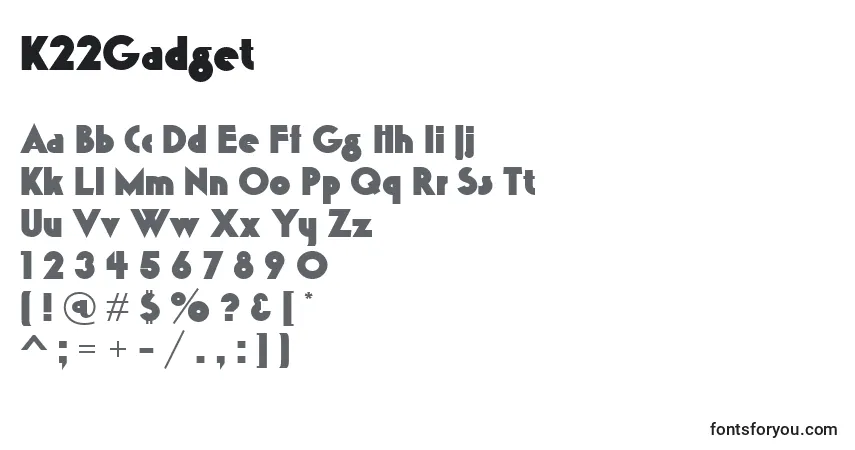 Czcionka K22Gadget (82677) – alfabet, cyfry, specjalne znaki