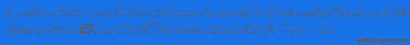 FeFantastiqueCars-Schriftart – Braune Schriften auf blauem Hintergrund