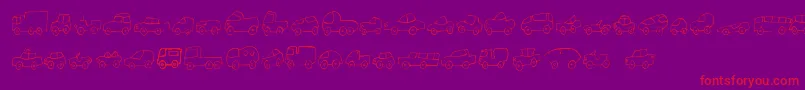 FeFantastiqueCars-Schriftart – Rote Schriften auf violettem Hintergrund