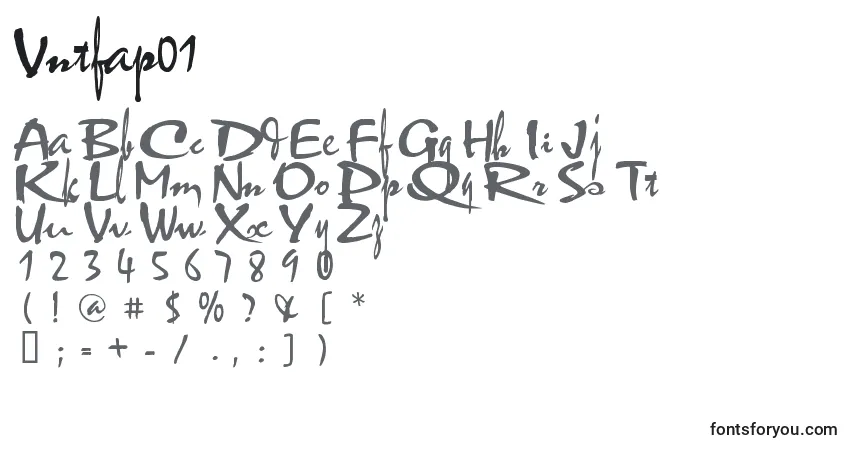 Schriftart Vntfap01 – Alphabet, Zahlen, spezielle Symbole