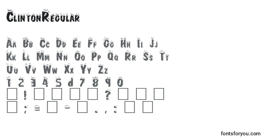 Czcionka ClintonRegular – alfabet, cyfry, specjalne znaki
