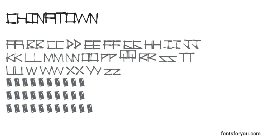 Schriftart Chinatown – Alphabet, Zahlen, spezielle Symbole