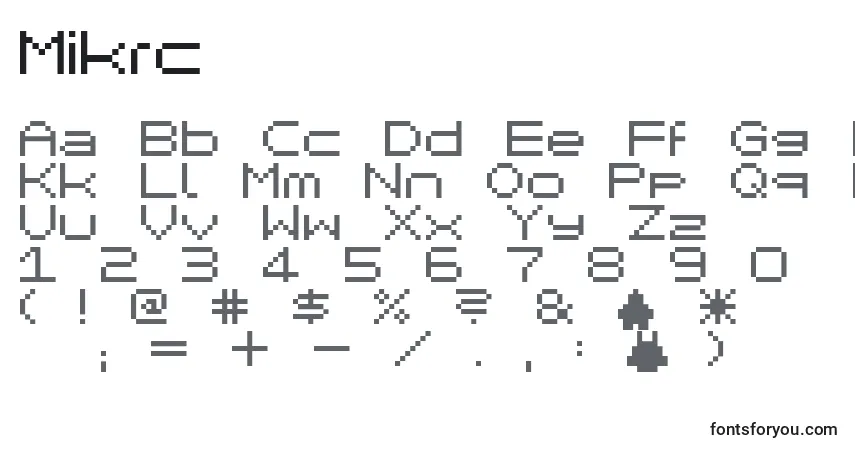 Шрифт Mikrc – алфавит, цифры, специальные символы
