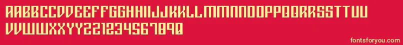 Rigormortisregular Font – Yellow Fonts on Red Background