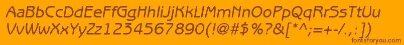 ExpressDecoGothicSsiItalic-fontti – ruskeat fontit oranssilla taustalla