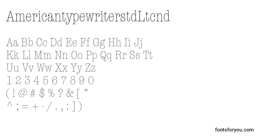 Шрифт AmericantypewriterstdLtcnd – алфавит, цифры, специальные символы