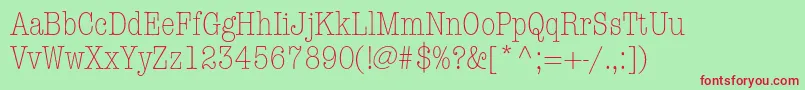 AmericantypewriterstdLtcnd Font – Red Fonts on Green Background