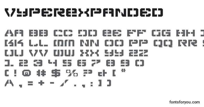 Czcionka VyperExpanded – alfabet, cyfry, specjalne znaki
