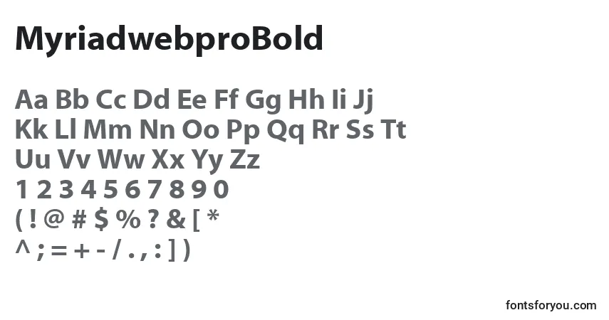 A fonte MyriadwebproBold – alfabeto, números, caracteres especiais