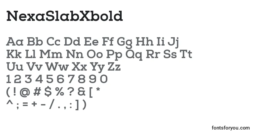 A fonte NexaSlabXbold – alfabeto, números, caracteres especiais