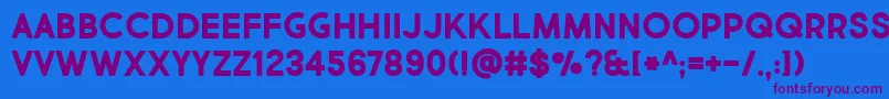 MarketFreshBoldAllCaps-Schriftart – Violette Schriften auf blauem Hintergrund