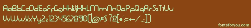 フォントDawnerBold – 緑色の文字が茶色の背景にあります。