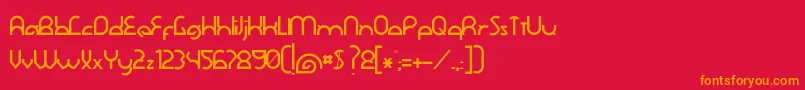 フォントDawnerBold – 赤い背景にオレンジの文字