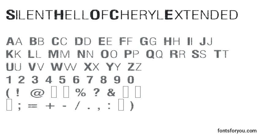 Schriftart SilentHellOfCherylExtended – Alphabet, Zahlen, spezielle Symbole