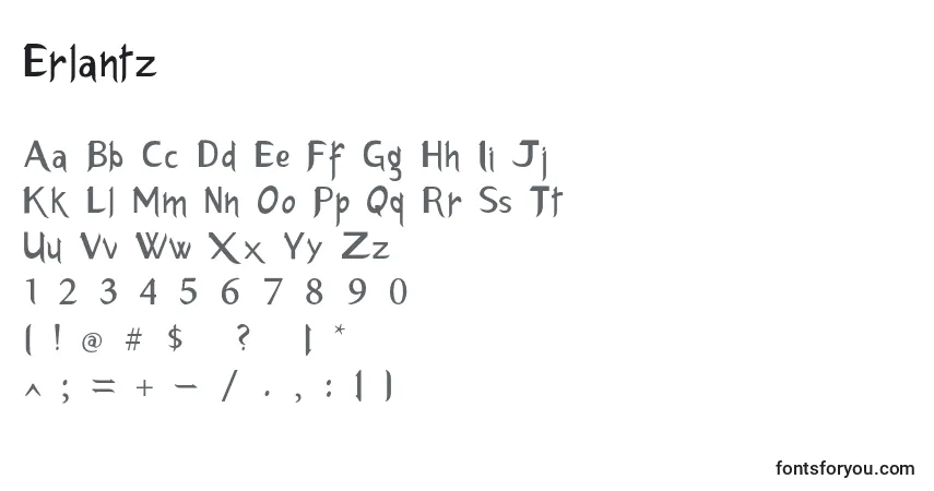 Erlantz-fontti – aakkoset, numerot, erikoismerkit