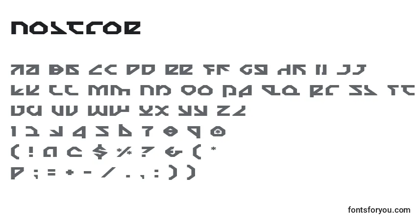 Schriftart Nostroe – Alphabet, Zahlen, spezielle Symbole