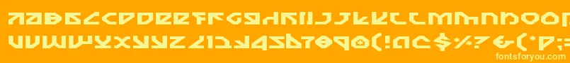 Nostroe-Schriftart – Gelbe Schriften auf orangefarbenem Hintergrund