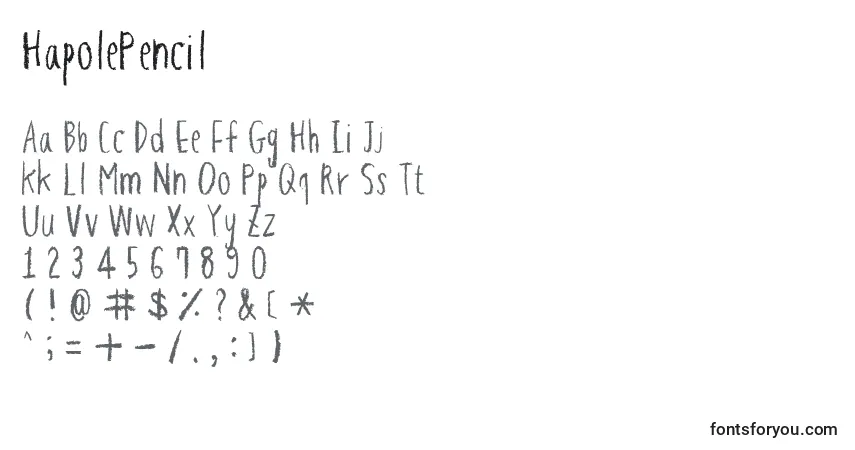 A fonte HapolePencil – alfabeto, números, caracteres especiais