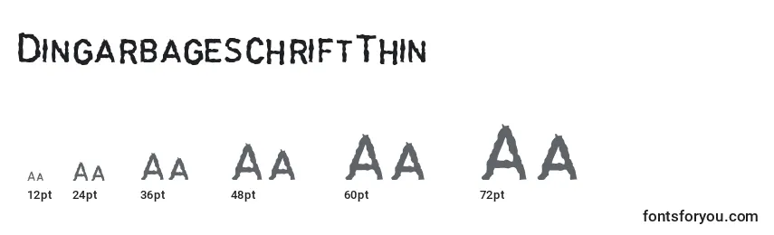 Размеры шрифта DingarbageschriftThin