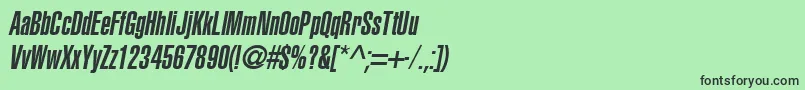 フォントAglettericaultracompressedOblique – 緑の背景に黒い文字