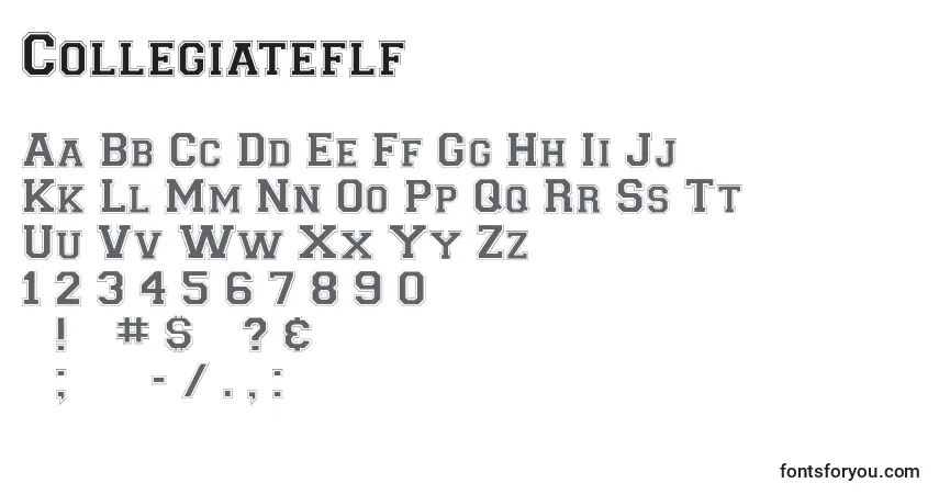 Collegiateflf-fontti – aakkoset, numerot, erikoismerkit