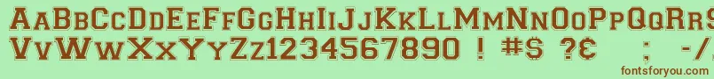 Collegiateflf-fontti – ruskeat fontit vihreällä taustalla