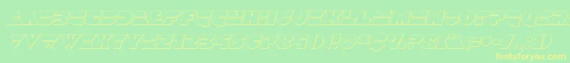 フォントDiscoduckoutital – 黄色の文字が緑の背景にあります