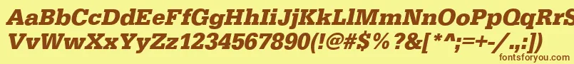 フォントEgyptiennestdBoldItalic – 茶色の文字が黄色の背景にあります。