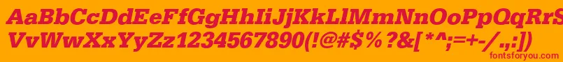 EgyptiennestdBoldItalic-Schriftart – Rote Schriften auf orangefarbenem Hintergrund