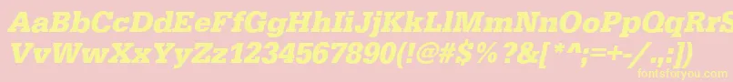 EgyptiennestdBoldItalic-Schriftart – Gelbe Schriften auf rosa Hintergrund