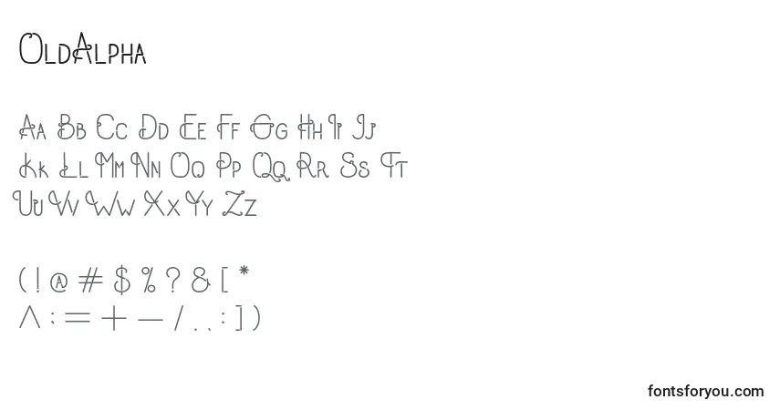 A fonte OldAlpha (82714) – alfabeto, números, caracteres especiais